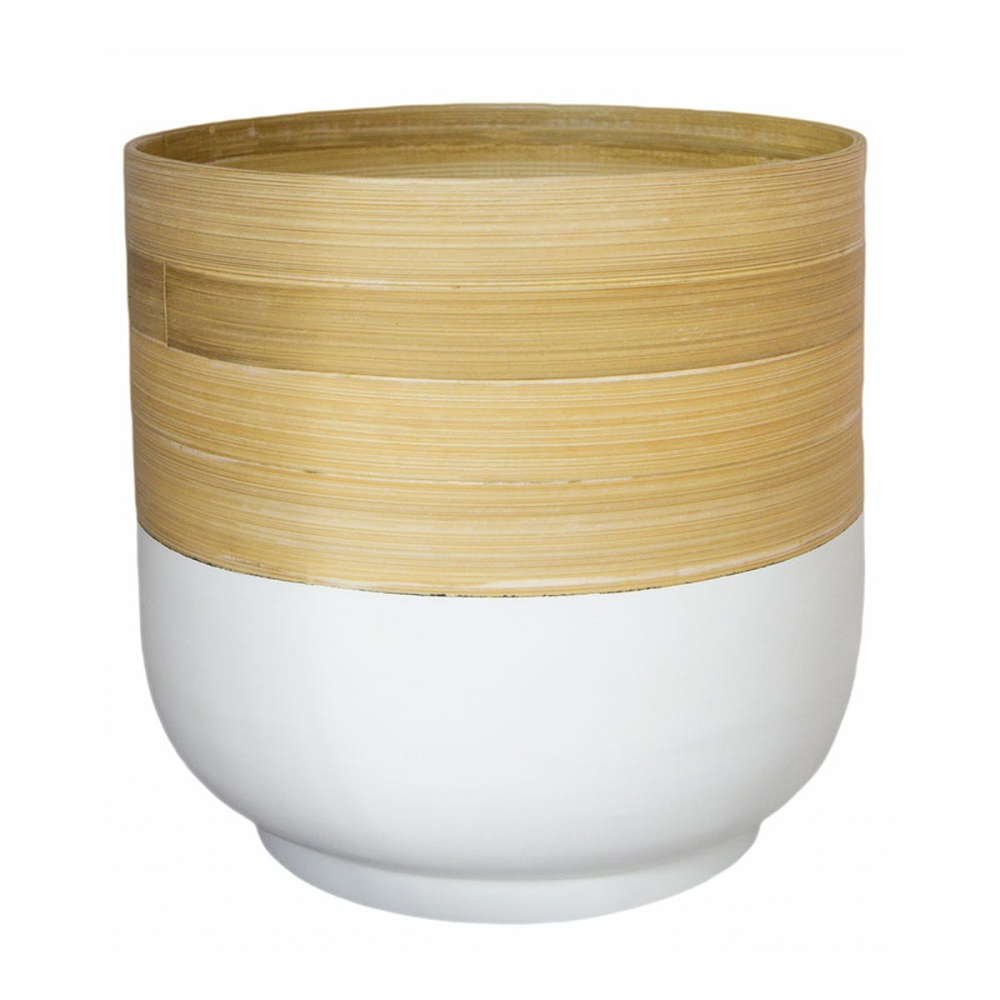 Bamboo Planter, H20 x W28 x D28cm, White-0