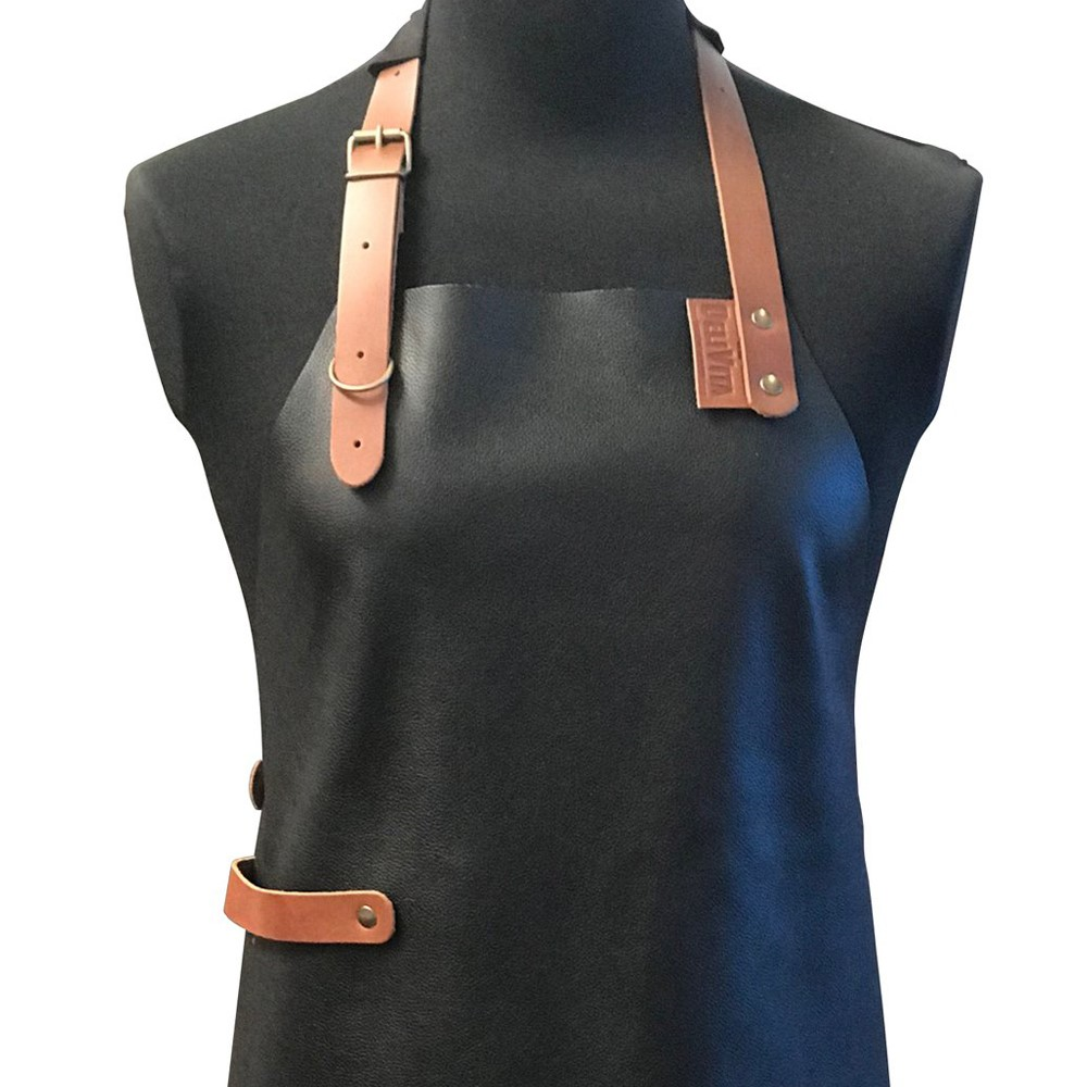 Leather apron, H98 x W60 x L98cm, Black/Brown-2