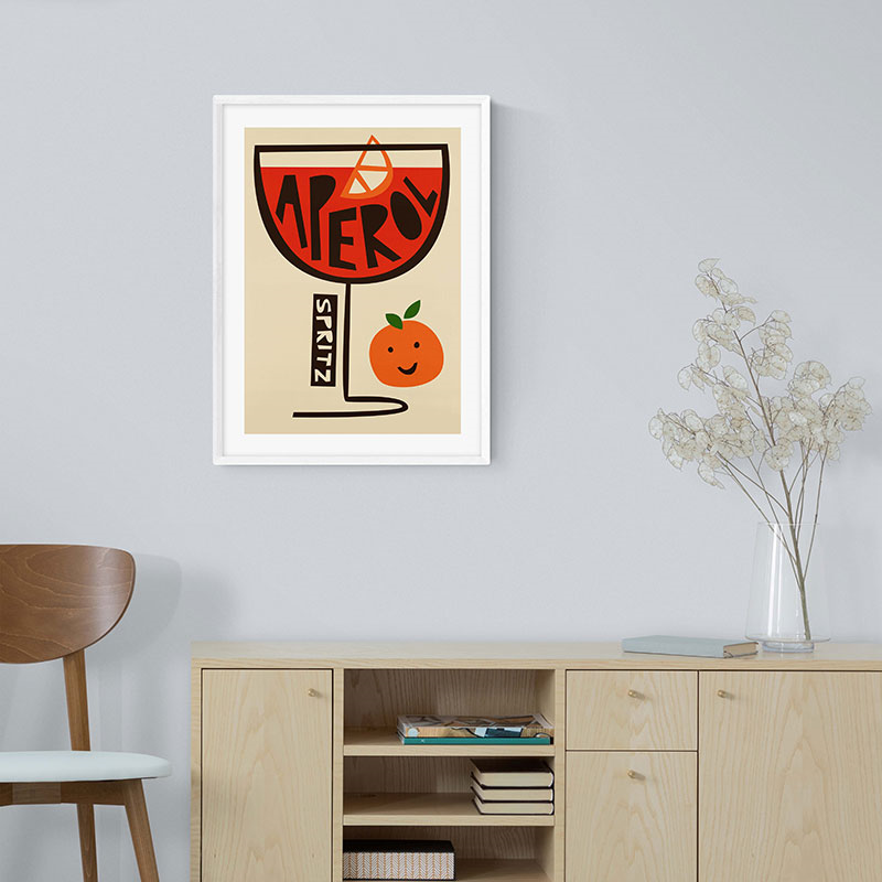 Fox and Velvet Aperol Spritz Art Print, H44 x W32cm, Multi-0