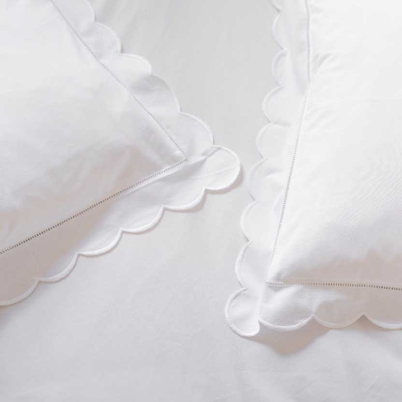 Scallop Super King Duvet Cover, White-0