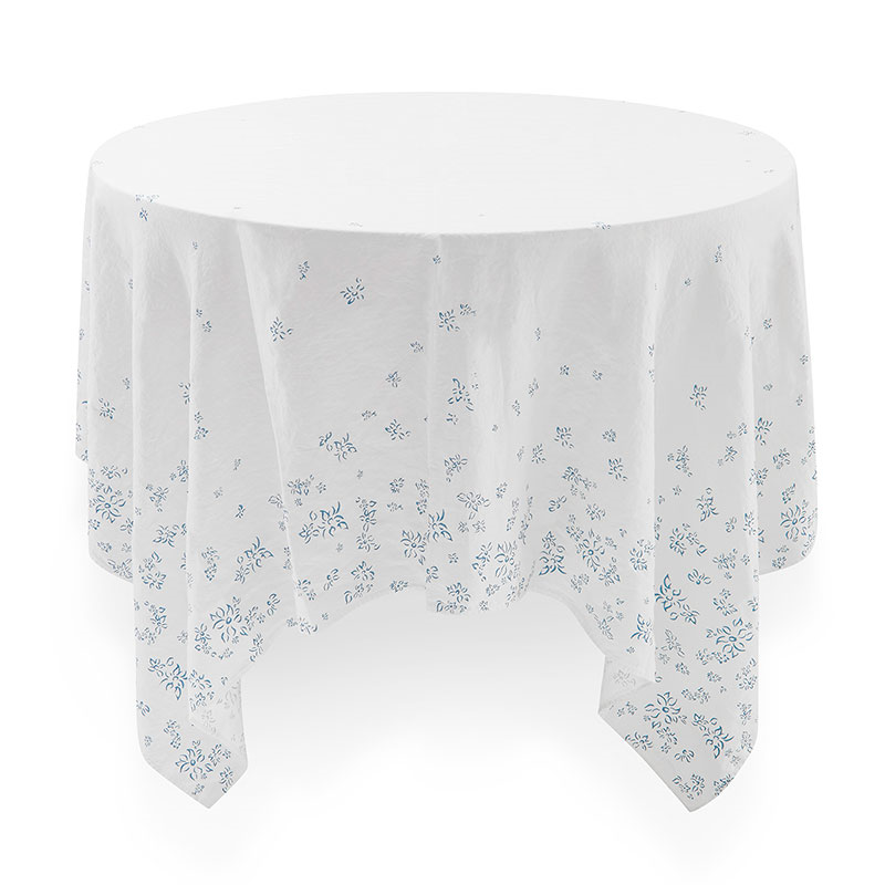 Bernadette's Falling Flower Linen Tablecloth, 200 x 200cm, Light Blue-1