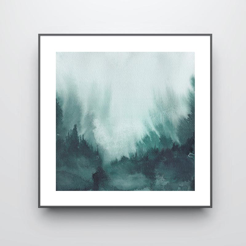 Beneath Square Signed Print, 30 x 30cm, Teal-0