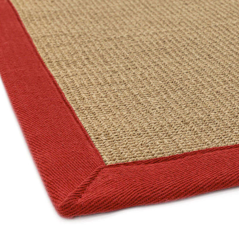 Sisal linen border runner, 160 x 230cm, red-1