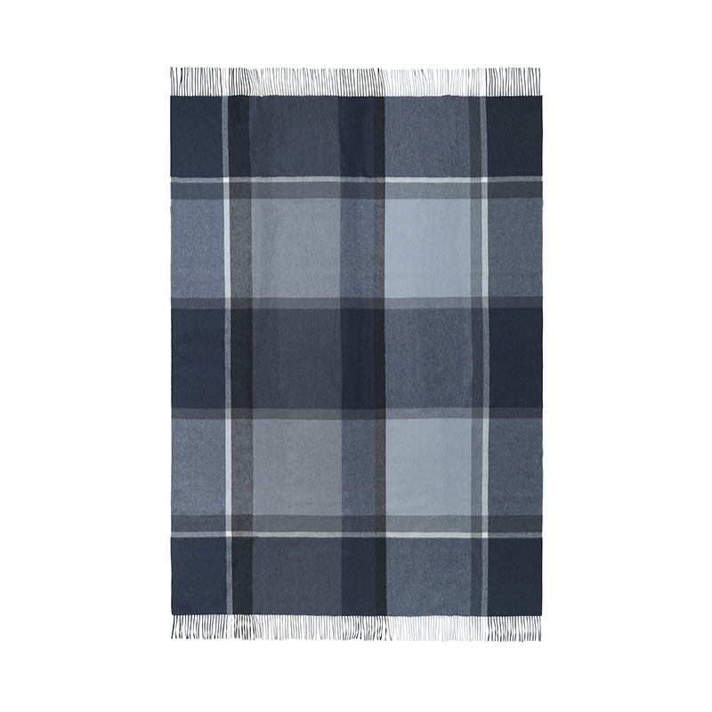 Manhattan Plaid Throw, H200cm x W130cm, Dark Blue/Asphalt-1