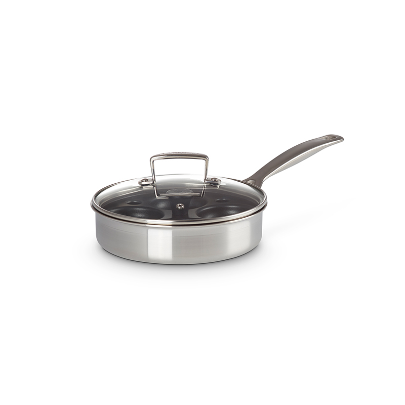 3 Ply Stainless Steel Saute pan with poaching insert, 20cm-0