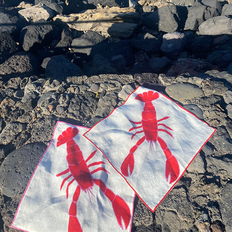 Lobster Set of 2 Napkins, 45 x 45cm, Red-0