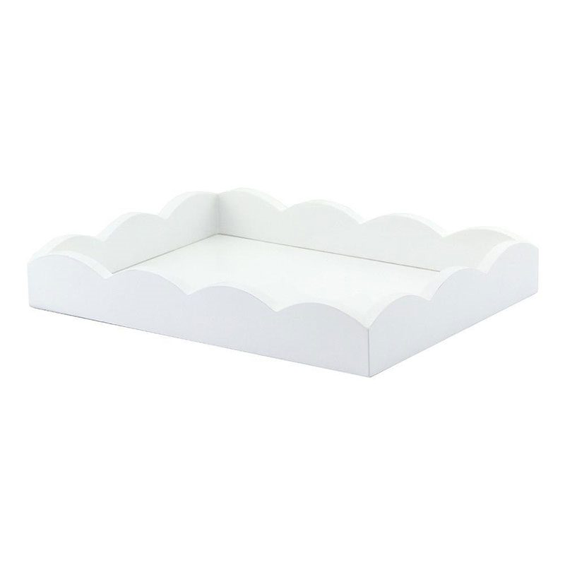 Lacquered Scallop Tray 28 x 20cm, White-1