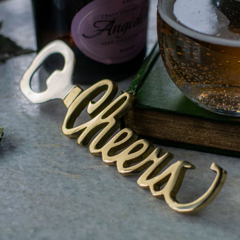 Cheers Bottle Opener, L17cm, Gold-0