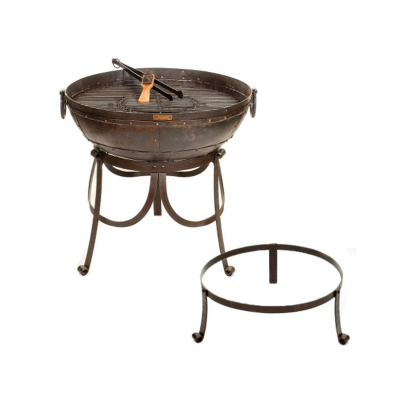 The Recycled Kadai Fire Pit & Stand Set, Black-3