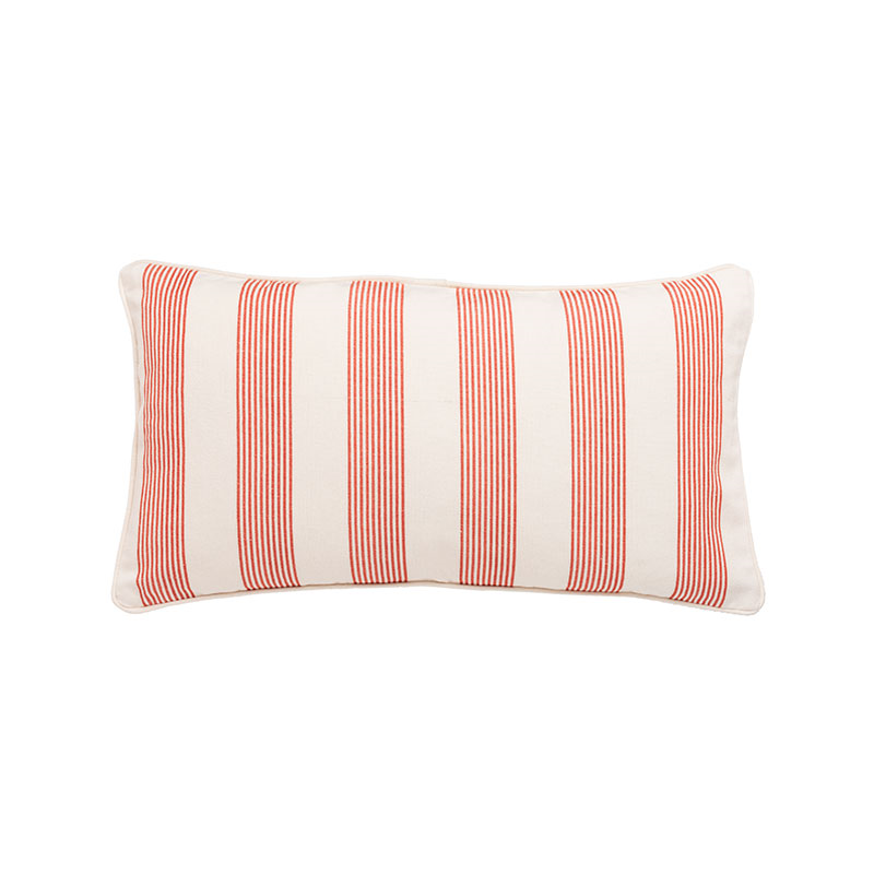 Nook Stripe Small Lumbar Cushion, 65 x 35 cm, Red /White-1