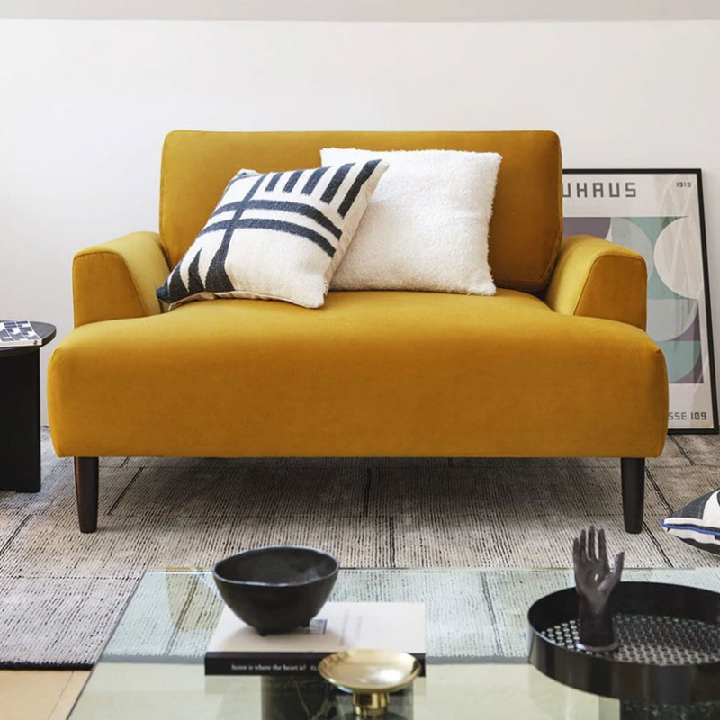 Model 05 Velvet Love Seat, Mustard-0