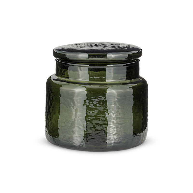 Ilcoso Recycled Hammered Glass Storage Pot, 10 x 10 x 10cm, Green-1