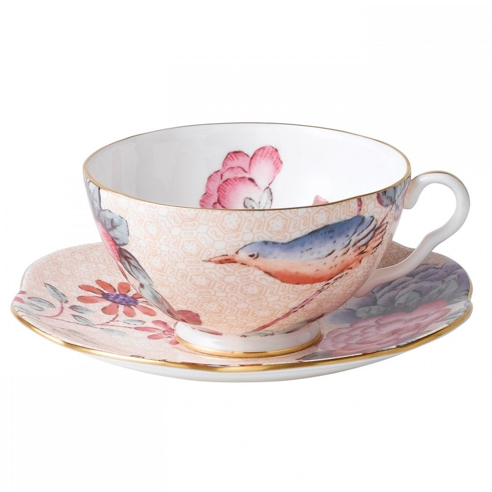 Harlequin Collection - Cuckoo Tea Story Teacup and saucer, 18cl, peach-0