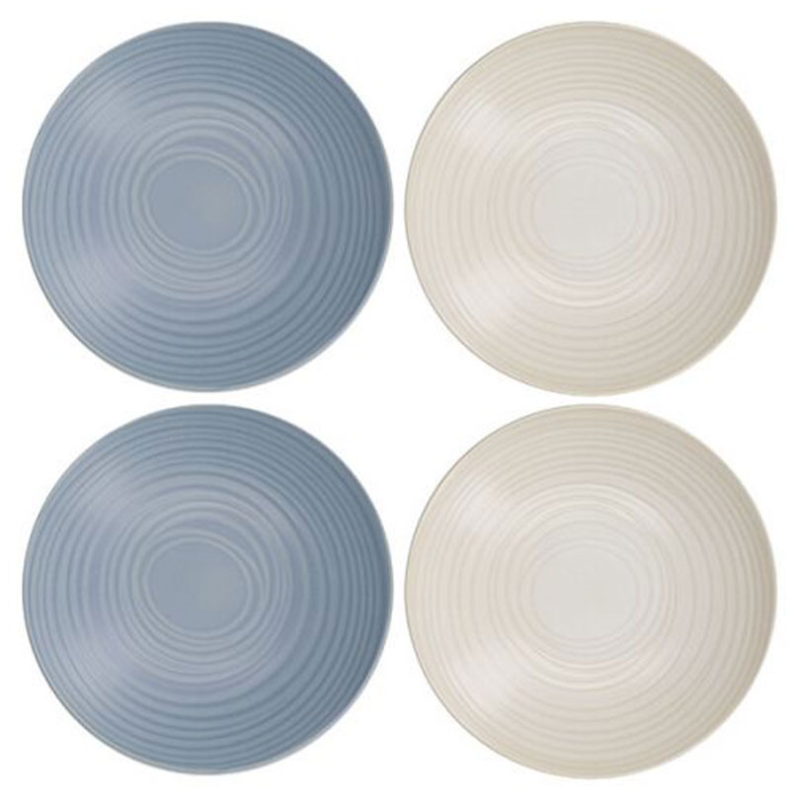 Stoneware Set of 4 Coupe Pasta Bowls, D22cm, Blue-1