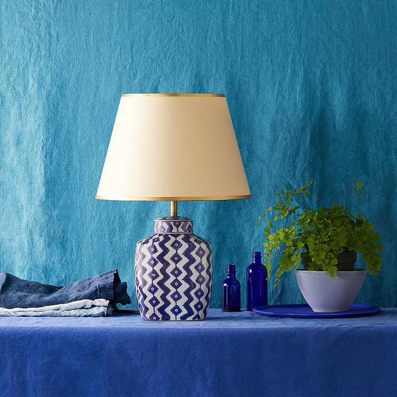 Gingembre Small Table Lamp Base Only, H21cm x W13cm, Blue and White-0