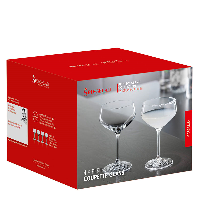 Perfect Serve Set of 4 Champagne Coupes, 235ml, Clear-4