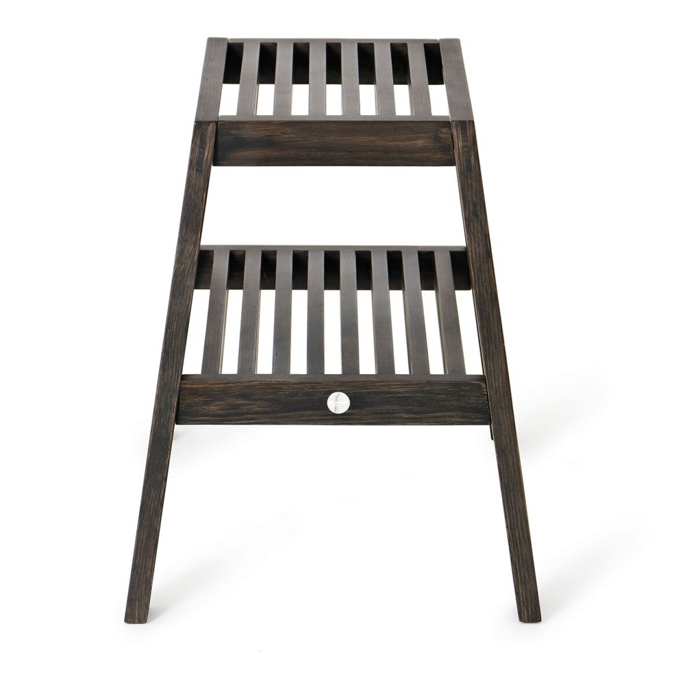 Slatted stool, H42 x W50.5 x D35.4cm, Black-3