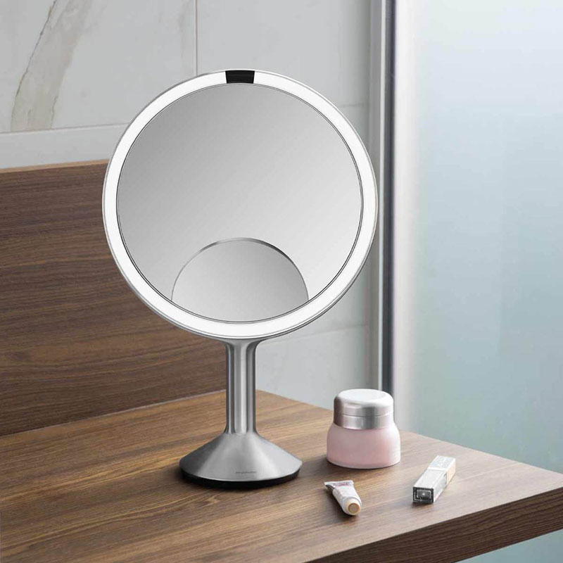 Sensor Mirror Trio Max with Touch-Control Brightness, D25cm, Brushed Stainless Steel-1