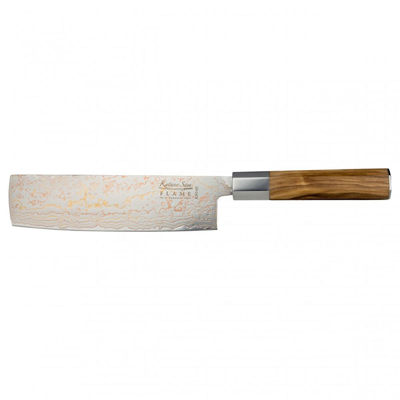 Flame Nakiri Knife, 18cm, Olive Wood-0