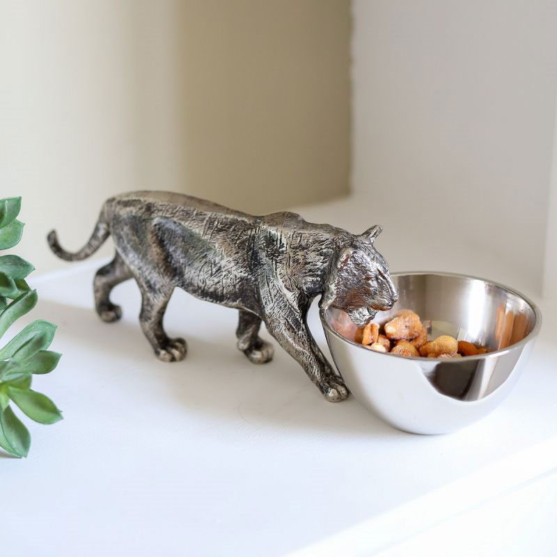 Wild Tiger Nibbles Bowl, L33 x W12 x D12cm, Silver-2