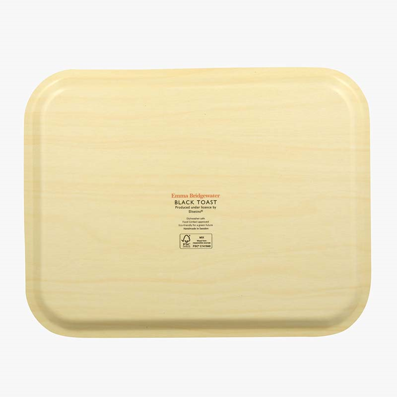 Black Toast Birch Rectangular Tray, 37cm x 29cm, Cream / Black-1