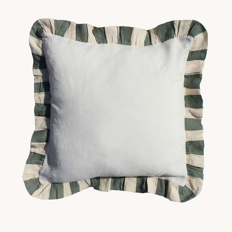 Wide Stripe Wide Stripe Large Cushion Cover, 60 x 60cm, Sea Green-1