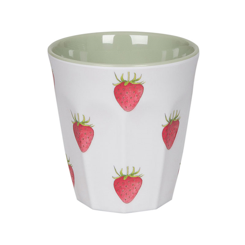 Strawberries Beaker, White, Green, Red-1