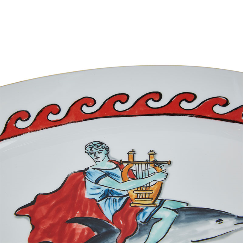 Il Viaggio Di Nettuno - Dolphin Oval flat platter, 34cm-2