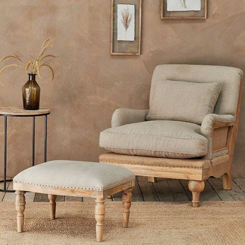 Abe Linen Armchair, Stone-0