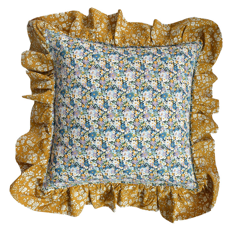 Libby/Capel Ruffle Cushion, 40cm, Yellow-0