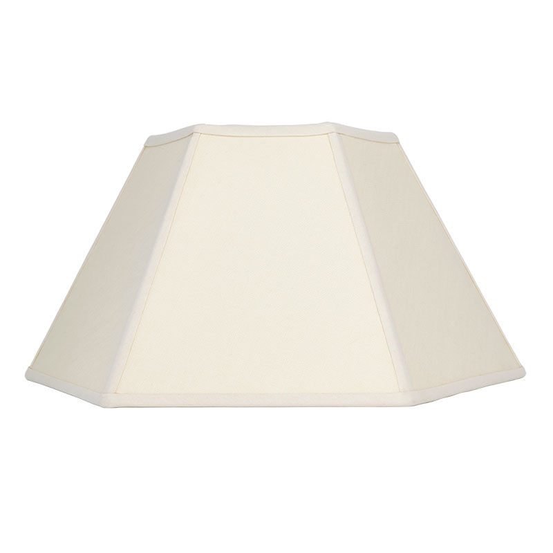 Hexagon Linen Lampshade, 14", Cream/Cream Trim-2