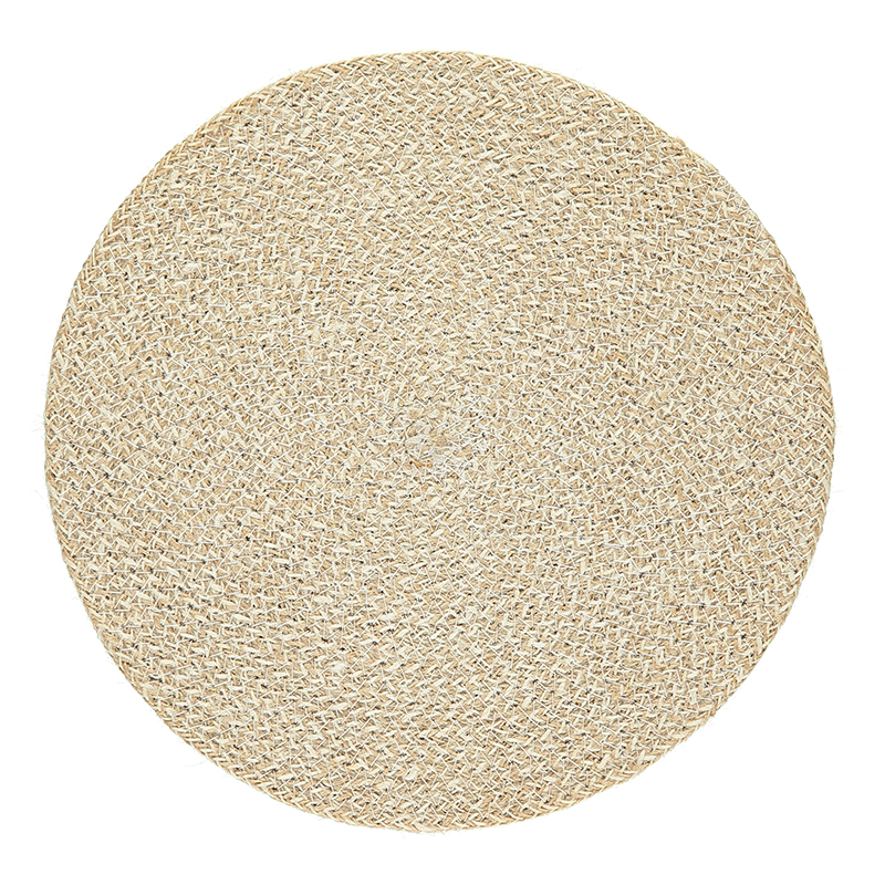 Jute Set of 4 Placemats, D27cm, Pearl White-0