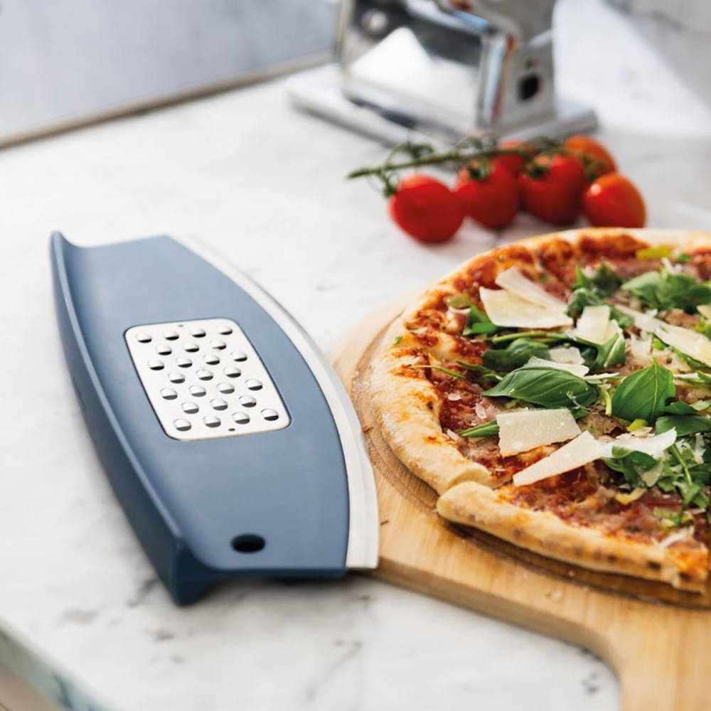 Leo, Pizza Slicer with Cheese Grater, Blue-0