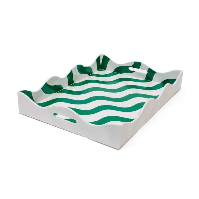 Scalloped Tray, L43 x W30cm, Green-0