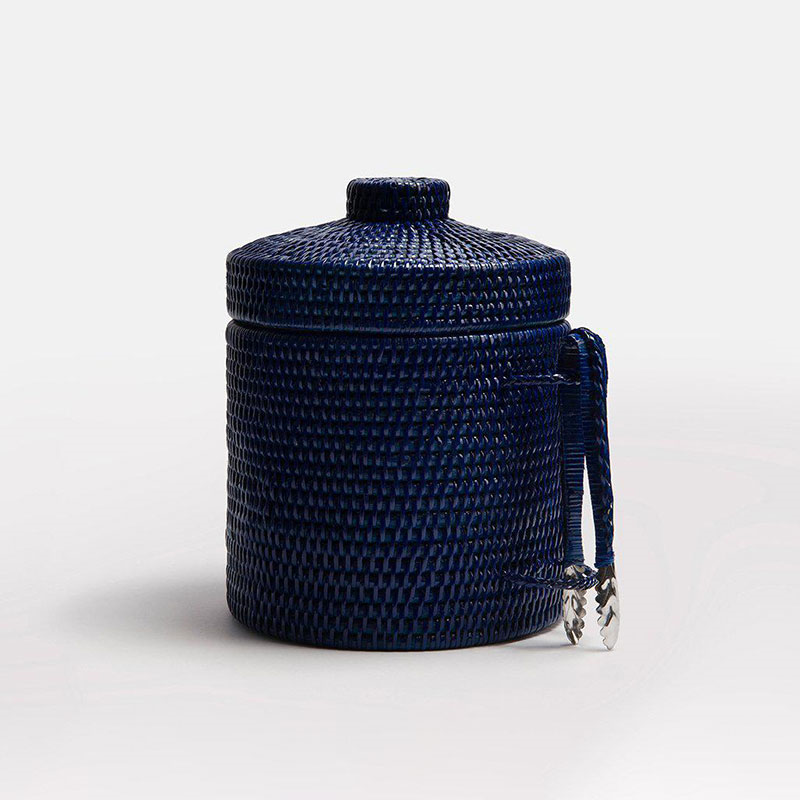 Strand Rattan Ice Bucket, H25cm, Dark Blue-0