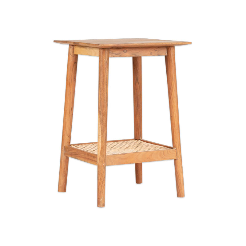 Erabar Acacia & Cane Side Table, Natural-1