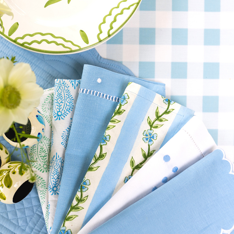 Floral Garland Napkins, 45 x 45cm, Blue-1