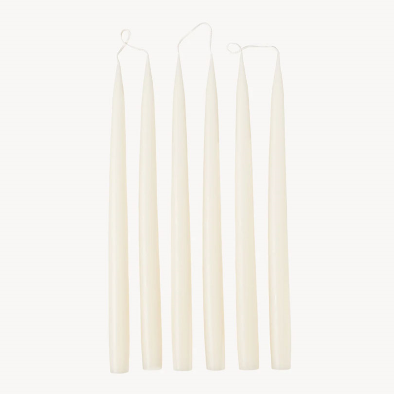 Set of 6 Tapered Dinner Candles, H35cm, Off White-0