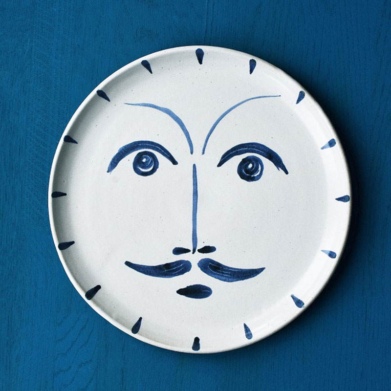 M Moreau Wall Plate, D36cm, Blue & White-0