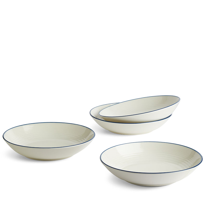 Gordon Ramsay Maze Denim Line Set of 4 Pasta Bowls, D24cm, White-0