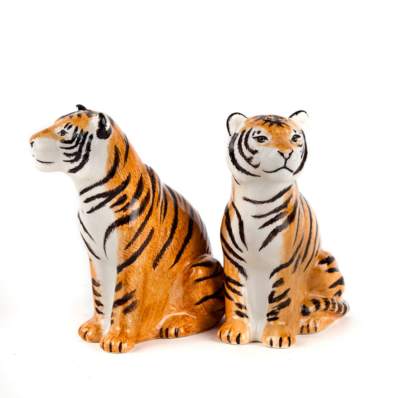 Tiger Salt & Pepper Shakers, H9cm, Orange-1