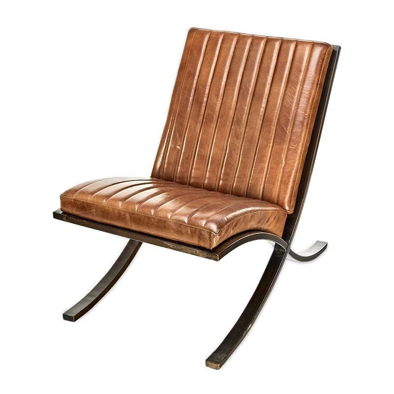 Narwana Lounger, Aged Leather and Iron-2