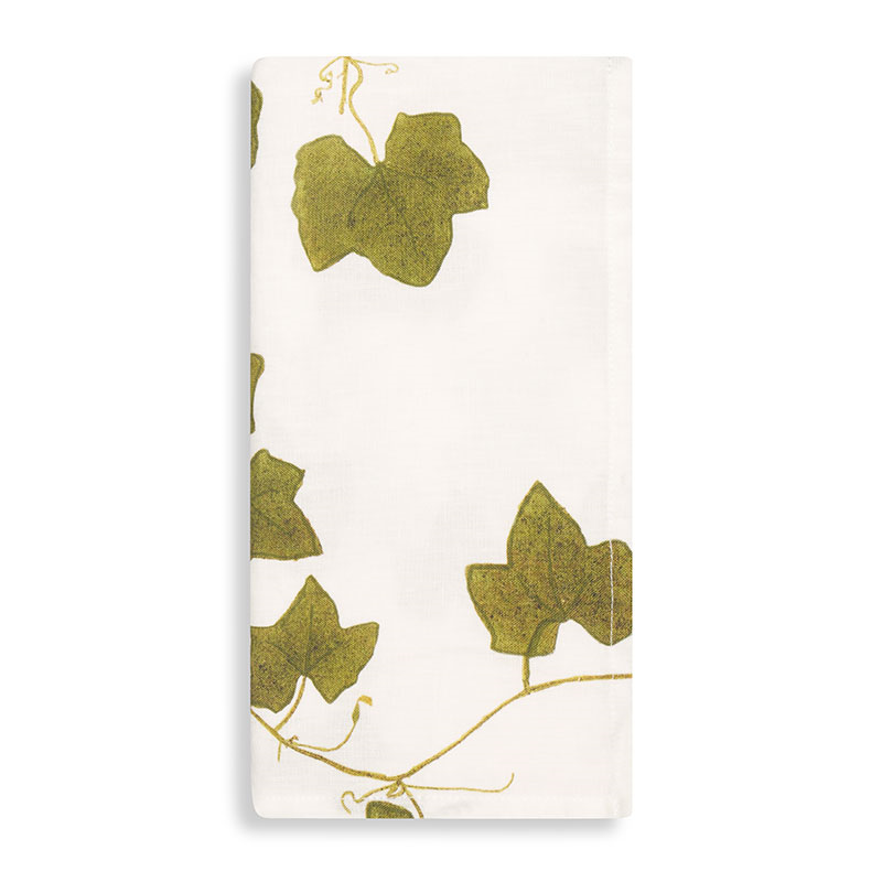 Ivy Herbarium Linen Napkin, 50 x 50cm, Green-3