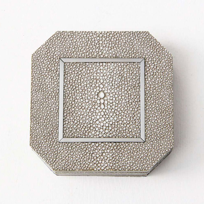 Otis Set of 4 Coasters, 10 x 10cm, Barley Shagreen-1