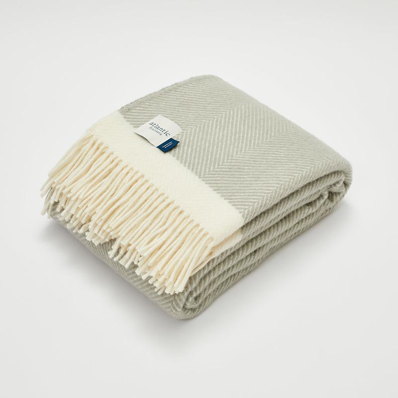 Herringbone Blanket, 130 x 250cm, Harbour Grey & Cream-0