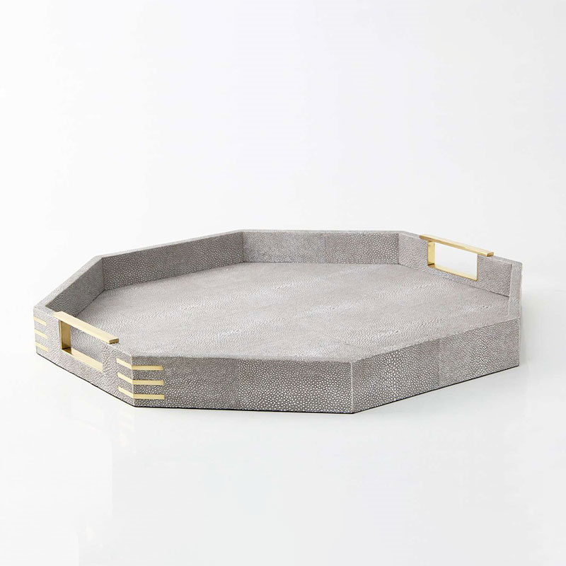 Christie Octagonal Serving Tray, D50cm, Barley Shagreen-3