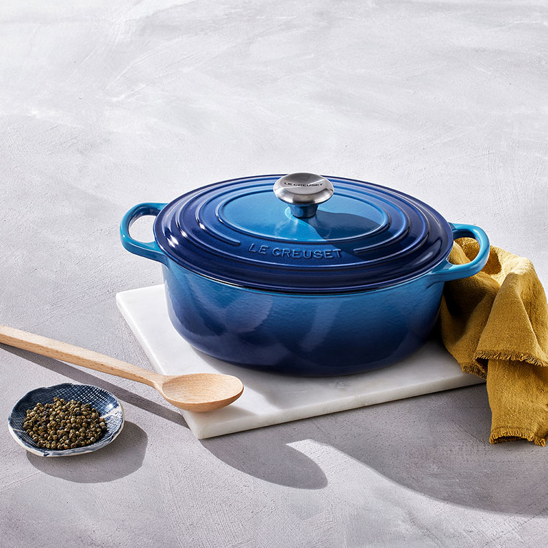 Signature Cast Iron Oval Casserole, 29cm, Azure-5