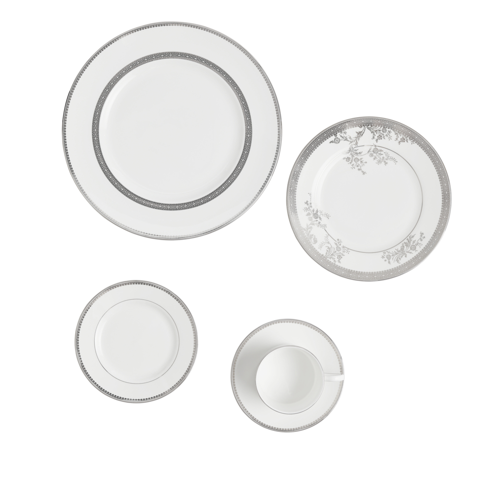 Lace 10 Piece Dinnerware Set, Platinum-2