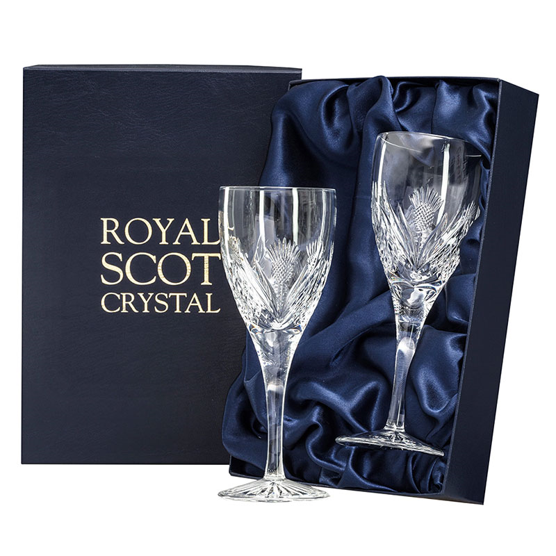 Scottish Thistle Set of 2 Wine Glasses, 280ml, Clear-2