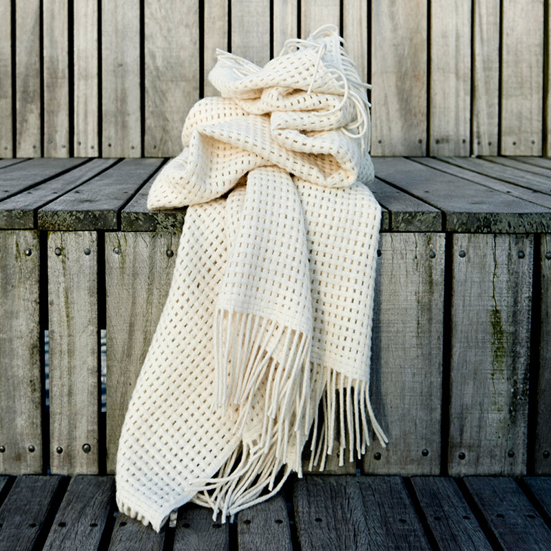 Basket Plaid Throw, H200cm x W130cm, Off White-5